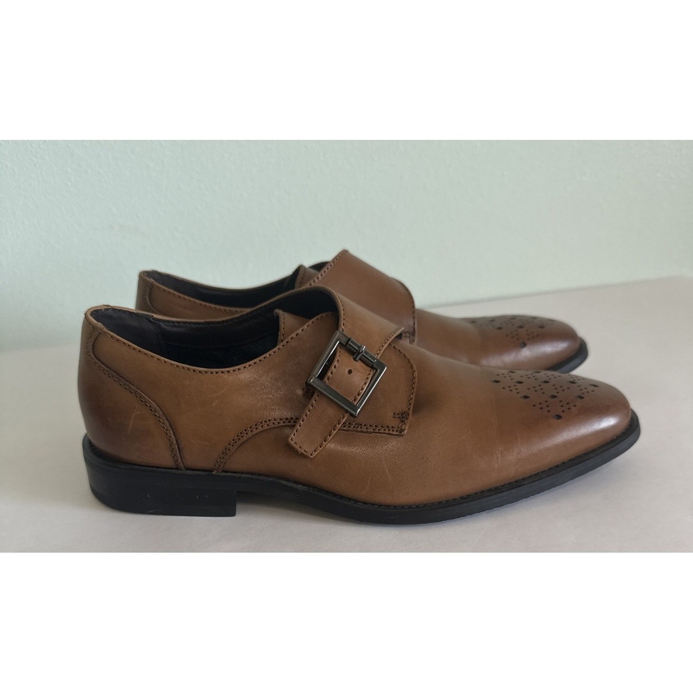La Milano Single Monk Strap Cap Leather Slip on Dress Shoes Cognac‎ Mens 7